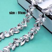 1 yarda de adorno de cristal con strass, aplique de strass brillante adecuado para decoración de bodas y fiestas, y para adornar vestidos de novia - A - Ver 8