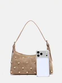 Novachic, 26 Neue Saison, 1 Stück Nietenverzierung, Reißverschluss, verstellbarer Schultergurt, Damen Achseltasche, Schultertasche. Geeignet für verschiedene Anlässe, ästhetisch - Khaki - Übersicht 4