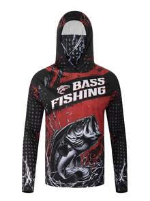Men's UPF 50+ Fishing Hoodie With Built-In Face Mask, Quick-Dry Long Sleeve UV Protection Functional Fishing Shirt - Multicolor - View 2