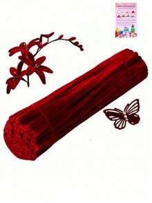 51/101/201/301件創意紅色手工毛條用品，手工與教學卡，雪尼爾桿毛條花，節日裝飾製作 - Ancora Red - 查看 12