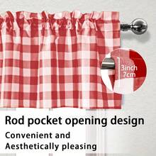 3 Panels Plaid Short Curtain, Holiday Atmosphere Decor Kitchen Coffee Short Curtain, Suitable For Restaurant Cafe Kitchen Laundry Room Partition Short Curtain - Red and White Plaid - View 8