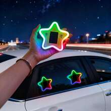 2026 New Star-Shaped Solar LED Car Interior Ambient Light, Heart-Shaped Neon Rear Window Sticker, Sensor Light, 5 Lighting Modes - Cute & Fashionable Car Accessories For Women And Girls, Romantic Car Interior Decor, Gift For Couples - Multicolor - View 6