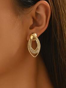 2 PIEZAS Pendientes de botón de lujo chapados en oro con cristales para mujer, elegantes pendientes de botón dorados, adecuados para uso en fiestas y uso diario - Multicolor - Ver 2