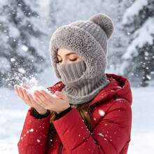 BONNY BOOM 1pc Women's Winter Knitted Balaclava Hat, Warm Full Face Coverage, With Ear And Neck Protection, Fashionable Ski Mask, Suitable For Cold Weather Outdoor Activities - Multicolor-b - View 5