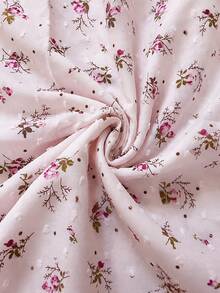1 pieza Tela de gasa con estampado floral rosa, material suave y transpirable, suministros de costura para diseñador, adecuado para cortinas, manteles, decoración del hogar y telas para prendas de vestir - Multicolor - Ver 13