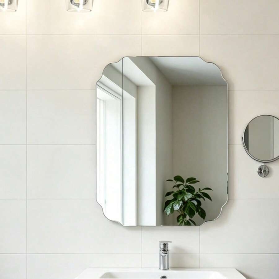 1pc Silver Wall-Mounted Mirror, Inch Mirror, Wall Decor, Home Decor, Living Room Decor Supplies, Living Room Mirror, Bedroom Mirror, Beveled Edge, Frameless, Suitable For Bathroom, Vanity, Bedroom, Rectangular Mirror - Multicolor - View 1