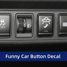 2 piezas Pegatinas divertidas para coche - Pegatinas de botón en blanco con diseño de OVNI, se adaptan a todos los botones en blanco del coche - A - Ver 1