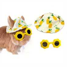 Summer Fruit Pattern Pet Hat - Adjustable, Easy For Rabbits, Kittens And Small Animals To Wear - Vibrant Colors, Drawstring, Comfortable Fit - Perfect For Parties, Photos And Outdoor Fun, Party Pet Hat|Playful Pet Hat - Multicolor - View 8