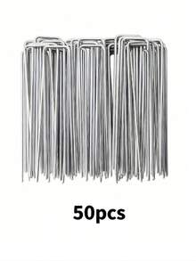 100 pièces Clous de sol en acier galvanisé en forme de U, clous de pile de jardin anti-herbe, fixations de pelouse en métal, clous anti-vent - Multicolore - Voir 12
