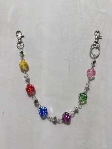 2026 Corrente de Calças com Dados Coloridos da Sorte, Acessório de Luxo Unissexo para Cintura Única, Chaveiro Hip-Hop, Minimalista e Versátil [Envio com Sequência de Cores Aleatórias] - Multicolorido - Ver 7