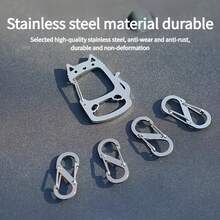Cat Shaped Outdoor Keychain, Stainless Steel Portable 4pcs S-Shaped Quick Release Cute Hooks, Multi-Function Stainless Steel Quick Detach Keychain, Outdoor Travel Backpack Accessory, Key Water Bottle Equipment Hook - Multicolor - View 8