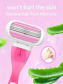 Bikini Razor For Women, 3-Layer Stainless Steel Blades, Hair Removal Razor Blades, Replaceable Razor Head, Hair Removal Tool For Private Areas, Underarms And Legs, Essential For Hair Salon Beauty Travel - Blue 1-blade Holder + 8 Blades - View 8