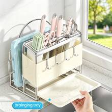 Knife Block Without Knives, With Sharpening Stone And Scissors Slot,Square Knives, Detachable Kitchen - Milky White - View 5