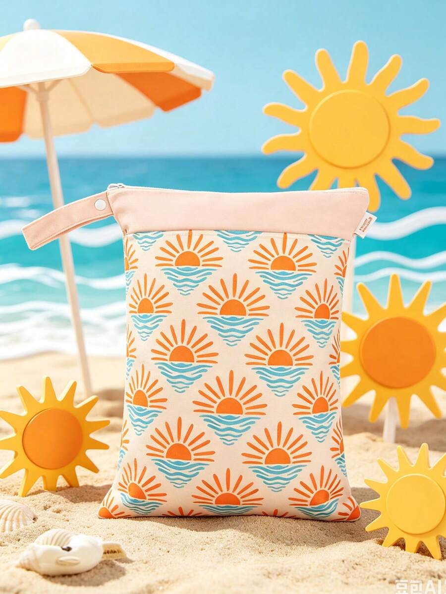 1pc Sun Print Waterproof Travel Storage Bag, Suitable For Beach Vacation - View 1