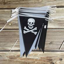 10m/Set 20pcs Pirate Flag, Pirate Birthday Party Decoration, Pirate Skull Flag, Pirate Ship Triangular Flag, Pirate Party Celebration Decoration - A - View 7