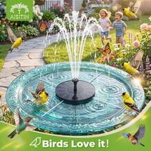 Floating Solar Bird Bath Fountain Pump 1.5w, 6 Adjustable Nozzles Anti-Splashing Submersible Solar Powered Pump For Garden, Yard, Pond, Pool & Outdoor Spring Decoration - 黑色 - 查看 3