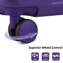 Luggage Set, 6-Piece, With Travel Bags, Hard-Shell Suitcases With Expandable Surface And Wheels, Mocha - Purple - View 2