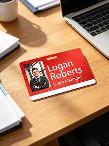 Custom Photo & Text ID Badge, Personalized Employee Name Tag, Customizable Office ID Card, Custom Work Badge For Office, Event, Staff Identification. - Multicolor - View 13