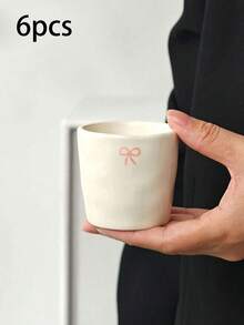 1/3/6 Stücke Schleife Keramik Kaffeetassen, europäischer minimalistischer Keramiktassen, handgehaltene Tassen, Espressotassen, Latte Kaffeetassen, Wassertassen, Party Nachmittagstee Tassen, Keramiktassen, Safttassen, Geschenktassen - mehrfarbig - Übersicht 14