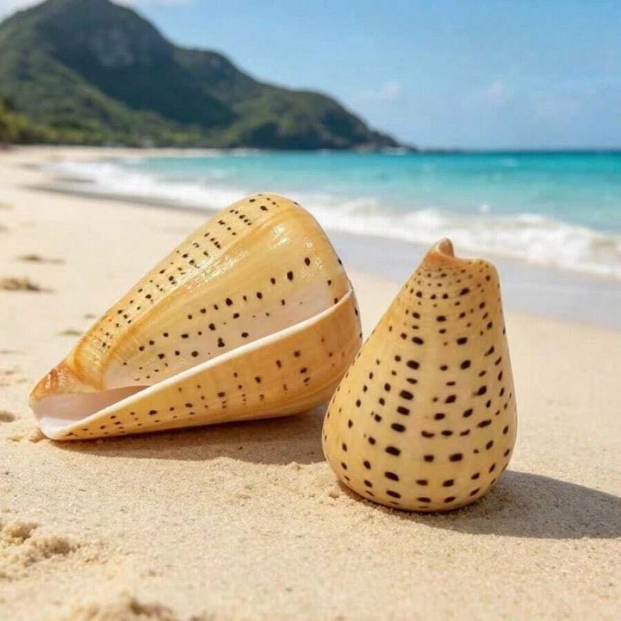 1pc Yellow Conch Shell | Random Yellow Corn Snail Shell Pattern, Suitable As Hermit Crab Replacement Shell, Aquarium Decoration, Ocean Theme Party Decor, And Beach Music Festival Decoration. - Random Pattern - View 1