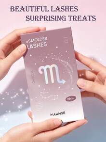 MAANGE 10對透明梗自然假睫毛附收納盒，貓眼仿貂毛睫毛，輕盈蓬鬆交叉長款纖細睫毛，濃密捲翹，適合派對使用，卡通風格假睫毛，自然纖細捲翹大眼效果，旅行必備，海邊度假、露營、婚禮、派對適用，女性禮物，星座主題粉色包裝睫毛，適合生日禮物 - 黑色 - 查看 9