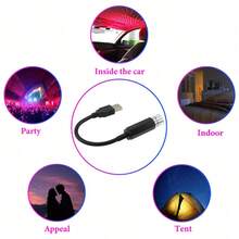 1 pieza Luz de Noche Estrellada, Lámpara Proyectora de Cielo Estrellado Galaxia LED USB Romántica, Adecuada para Techo de Coche y Techo de Habitación - Rojo - Ver 7