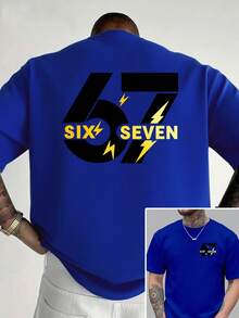 67, SIX SEVEN nueva camiseta de cuello redondo para hombre con estampado de doble cara, estilo casual, deportivo, moderno y holgado para estudiantes y adolescentes, de manga corta. - Blanco - Ver 7