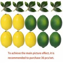 3.1" X 2.2" Artificial Lemon With Leaves, Realistic Fake Lemon And Lime Decor, Suitable For Kitchen, Dining Table, Cabinet, Party, Plastic Fruit Photography Props - Multicolor - View 16