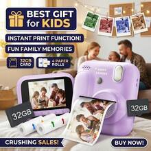 Kamera Cetak Instan Anak-Anak, Kamera Digital dengan Fungsi Cetak Foto Instan – Zoom Optik 8x, Video HD 1080P, Flash Terintegrasi, 4 Rol Kertas Foto Berwarna (Merah/Biru/Oranye/Hijau), Portabel dan Mudah Digunakan, Hadiah Sempurna untuk Liburan dan Acara Spesial (Natal, Ulang Tahun, Tahun Baru) - MultiWarna - View 2