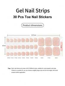 Cross-Border New Arrival Semi-Cured Gel Summer Toe Nail Stickers, Glitter Flash Design, In Stock Wholesale, Waterproof & Long-Lasting - Apricot - View 4