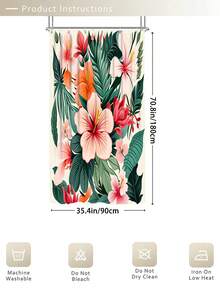 1/3/4 件套热带芙蓉秋葵花图案浴室浴帘套装，夏威夷度假风格，包含 12 个挂钩，72 英寸 x 72 英寸，还配有马桶座套、浴垫和地毯；采用优质涤纶面料制成，可水洗且防霉，适合节日装饰、浴室、房间、卧室装饰、浴室配件、厨房装饰、西式卧室窗帘、西式住宅和母亲节主题装饰。 - 扶桑花 - 查看 15