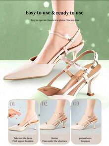1 Pasang Sandal Musim Panas Wanita, Tali Gesper Ganda, Tali Transparan Anti Selip, Aneka Warna, Tali Anti Selip Hak Tinggi - Warna transparan - View 4