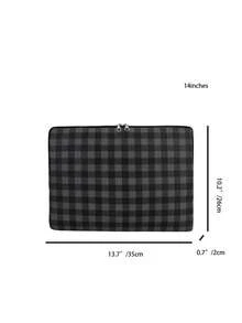 黑灰格紋筆電保護套，防震防水電腦包，附拉鍊保護殼，適用於MacBook、HP，適合女孩、青少年女孩與男孩，相容iPad Air 4 5 Pro，防震保護包 - 黑色 - 查看 11