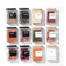 12pcs Glass Jars With Bamboo Lids, Glass Jars With Airtight Lids, Transparent Jars With Lids, Suitable For Spices, Cookies, Candy, Tea, Coffee Beans And Rice, Spice Jar Set - Multicolor - View 8