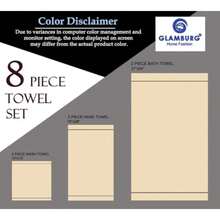 GLAMBURG - Juego de toallas ultra suaves de 8 piezas, 100% algodón puro, incluye 2 toallas de baño de gran tamaño 27 x 54, 2 toallas de mano 16 x 28 y 4 paños de lavado 13 x 13, color - marrón - Ver 7