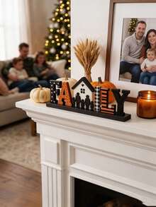 1pc Autumn Wooden Desktop Decor Sign, Pumpkin Silhouette FAMILY Letter Block Decoration, Thanksgiving Farmhouse Style Tiered Tray Decor, Harvest Wooden Hanging Sign, Suitable For Kitchen, Fireplace Mantel And Living Room, Home Decor, Autumn Decoration - B - View 7