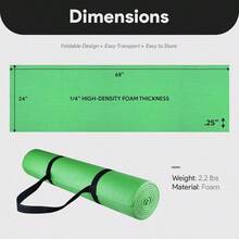 Tapete de Yoga Multiusos de Alta Densidad Antideslizante con Correa de Transporte - 1/4 de pulgada + Verde + Esterilla de yoga - Ver 5