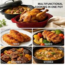 Oval Enamel Baking Pan/Pot With Black/Red Speckles. Professional Roasting Turkey And Beef Dish! High-Temperature Resistant, Oven Resistant, A Must-Have For Christmas And Thanksgiving Parties, Dishwasher - View 3