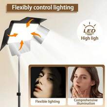 Borriig Luz de relleno cuadrada de 10 pulgadas con temperatura de color ajustable de 3 colores, trípode extensible de 1.6m y panel difusor, perfecta para transmisión en vivo / maquillaje / iluminación de bodegones - Luz de relleno cuadrada de 10 pulgadas + trípode de 1,6 metros - Ver 2