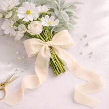 3rolls One Pack,15yard White Chiffon Ribbon, Fringe Fabric Ribbon, Handmade Wedding Bouquets Material, Gift Packaging Materials, Cake Decor Ribbon, Clothing Decor, Wedding Decor, Party Decor, Gift Decor, Bow Decor - Ivory - View 4