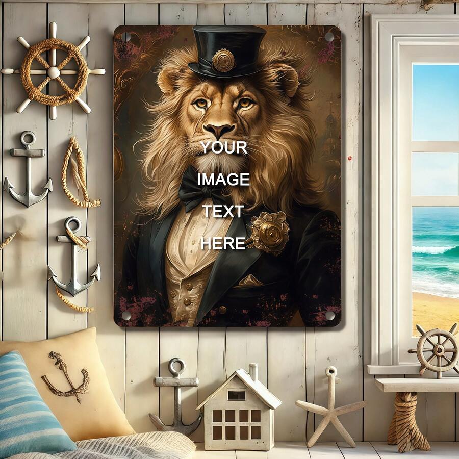Vintage Style Personalized Wooden Sign - Customizable Animal Print Mural, Matte Finish, Washable And Reusable, Pre-Adhesive For Easy Installation, Suitable For Home Or Cafe Decor, - 888 - View 1