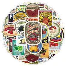 50pcs Fresh Cartoon American Retro Fruit Labels Creative Lemon Grape DIY Decoration Milk Tea Cup Stickers - Retro Fruit Labels - 1999 - View 6