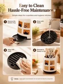 1 Piece Multifunctional Plastic Kitchen Knife Organizer, Tableware Spoon Tableware Storage Rack Fork Kitchen Dining Cartoon Household Kitchenware Storage Bedroom Kitchen Large-Capacity High-End Storage Bucket Shelf - View 4
