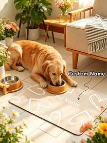 1 pièce Tapis de nourrissage personnalisé avec nom d'animal de compagnie, set de table personnalisé pour animal de compagnie, matériau en terre de diatomée, décoration d'intérieur, cadeau parfait pour les amoureux des animaux de compagnie, convient aux mamans de chiens, papas de chats, famille et amis, cadeau d'anniversaire et d'occasion spéciale - Multicolore - Voir 1