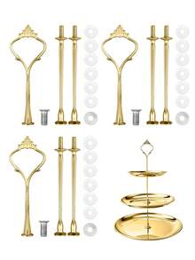 3/6組蛋糕架五金配件，金屬模具皇冠支架，可用於製作水果盤蛋糕架、零食托盤替換零件，適合茶會、婚禮裝飾 - 查看 1