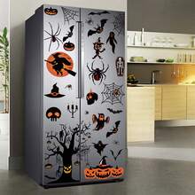 8/4 tấm dán kính Halloween, nhãn dán kính lâu đài Halloween tái sử dụng có thể tháo rời, decal trang trí tủ lạnh, phù hợp trang trí kính cửa sổ Halloween, dùng cho scrapbook, trang trí nhà cửa, phù thủy, lâu đài, bí ngô, dơi, nhện - Nhiều màu - Xem 2
