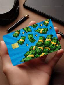 1 pieza Pegatina de tarjeta de crédito Wealth Rain con protección de privacidad, piel de tarjeta con diseño de dólares dispersos, material PVC anti-huellas, anti-arañazos y resistente al desgaste, funda de tarjeta, adecuada para hombres, mujeres, parejas, tarjeta con chip pequeño, pegatina de decoración de tarjeta bancaria, tarjeta de crédito, tarjeta de transporte, tarjeta de campus estudiantil personalizada DIY - Tipo A - Ver 1
