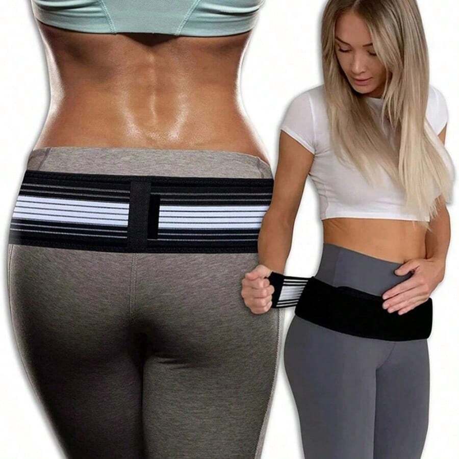 Unisex Adjustable Waist Support Belt With Hip And Abdominal Compression Straps - Black - View 1