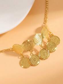 1pc Fashionable Personalized Gold Coin Bracelet, Suitable For Women's Daily Wear, Holiday Gift - Gold - View 6
