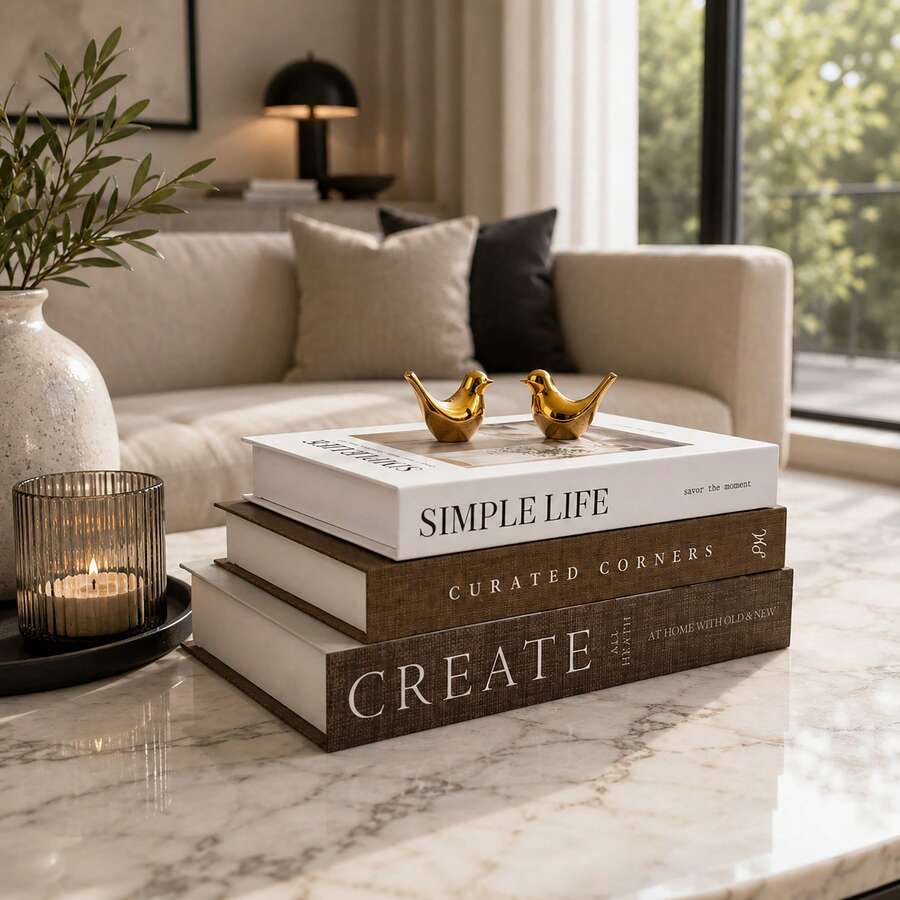 3pcs Foldable Paper Decorative Fake Books, Fashionable Stacked Simulated Book Sculpture Decor, Suitable For Coffee Table, Desk, TV Cabinet Styling, Enhancing Space Atmosphere
